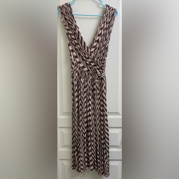 Anthropologie I Plenty by Tracy Reese Zig Zag Stripe Faux Wrap Midi Dress - Picture 2 of 8